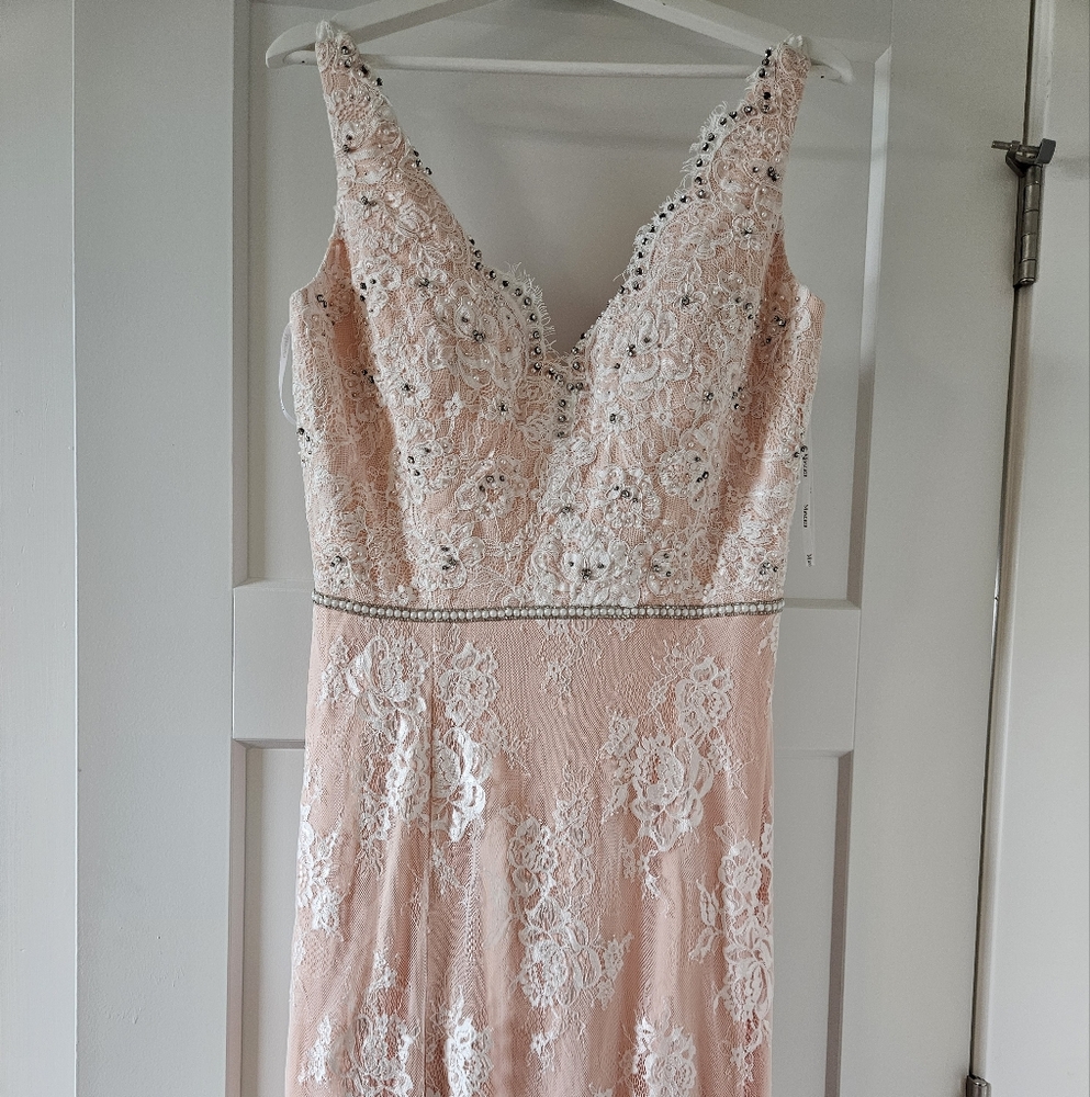 Mascara Pink and White Sleeveless V-Neck Sundress